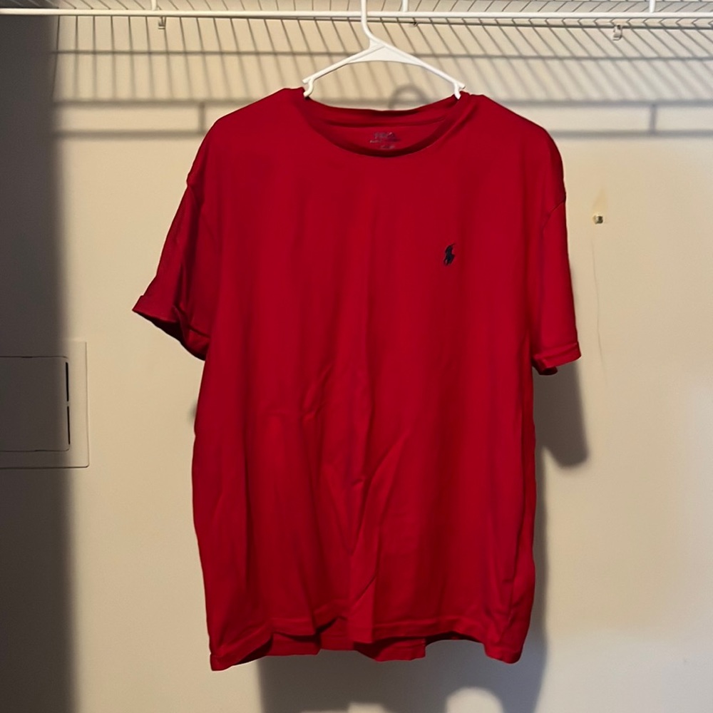 Mens Polo Ralph Lauren Red t-shirt blue emblem